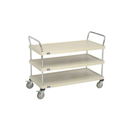 Global Equipment Nexel    Utility Cart With Chrome Posts, 3 Shelf, 48"Lx24"W, Polyurethane Brake Casters, Tan 2448P3SPB